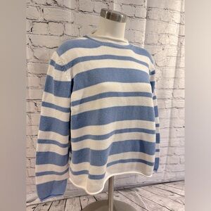 Ll Bean vintage/Y2K pullover women’s XL knit sweater, blue/white long sleeve